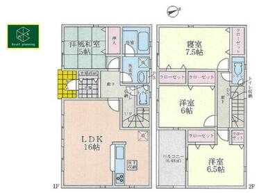 １号棟の間取図です。４ＬＤＫ　販売価格（土地＋建物）２，０８０万円