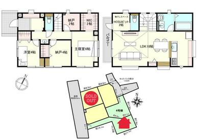 【３号棟】４，９００万円　土地：１４０．１９㎡（４２．４０坪）　建物：８９．４２㎡（２７．０４坪）