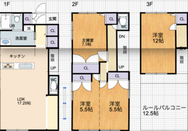 ３ＬＤＫを４ＬＤＫにも変えられる便利な間取りです。