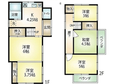 間取り図になります。多用途に使える豊富な間取りが魅力的です。