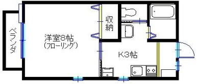 間取図～図面左側のバルコニーが南西です