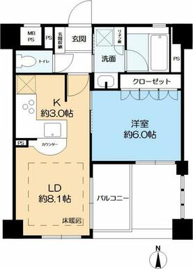 専有面積：40.80㎡の1LDKです。（2025年12月現在）