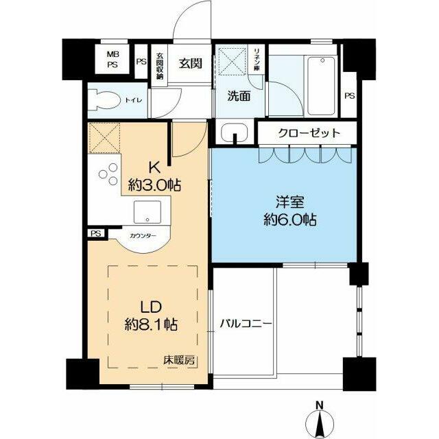専有面積：40.80㎡の1LDKです。（2025年12月現在）