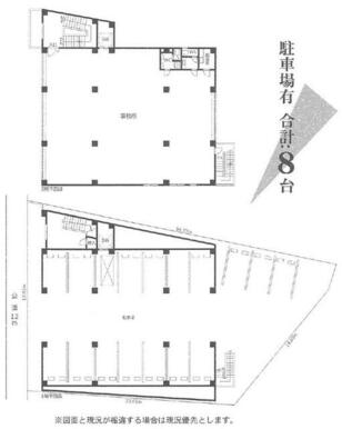 男性用・女性用トイレ、給湯室設置。賃料に駐車場８台分と管理費も含みます。