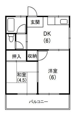 単身者・新婚さんにオススメ♪使い勝手のいい２ＤＫの間取りのお部屋です