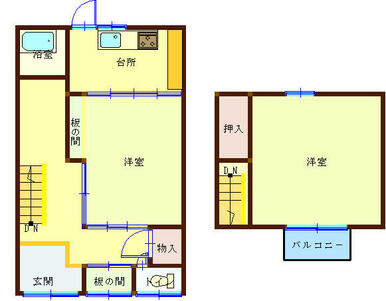 １階と２階に１部屋づつあります