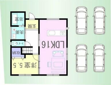 車4台駐車可能です！※車の配置は一例です。