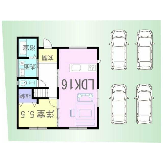 車4台駐車可能です！※車の配置は一例です。
