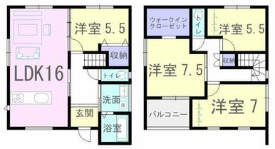 リビングを通らず2階へ行ける間取り！2階にもトイレ設置しました☆