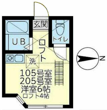 １０５　洋室６帖＋ロフト４帖