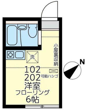 ２０２　洋室６帖＋ロフト５．０５㎡・ロフト高１．４ｍ