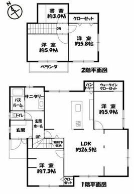 1階に2部屋ある4LDKです。