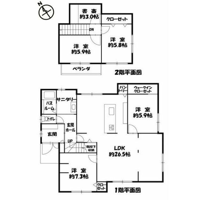 1階に2部屋ある4LDKです。