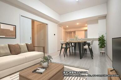 13.7帖LDK※家具はCGイメージです。別部屋参考写真です。