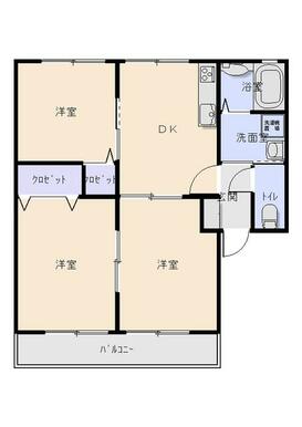 オール洋間の３ＤＫです！日当たり良好です