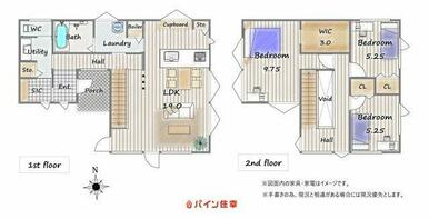 大空間のリビング、おしゃれなリビング階段が映えます