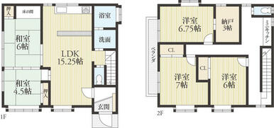 １階に２部屋のある５ＳＬＤＫ♪和室は襖で仕切られているので一体的にも使える便利な間取りです！