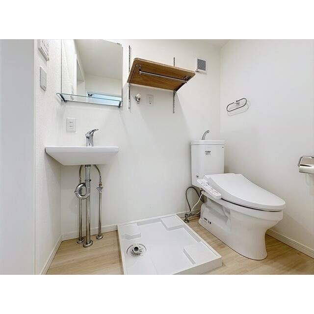 洗濯機も室内置きです