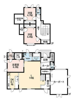 ３ＬＤＫ＋カーポート、車２台駐車可