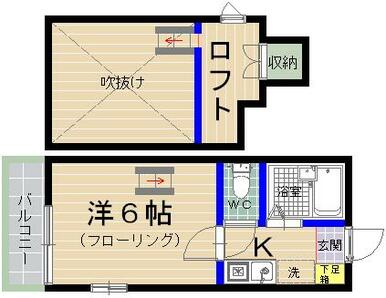 間取図（１Ｋ＋ロフト）