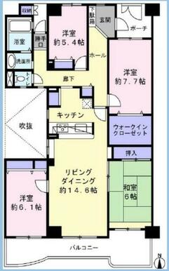 １０６㎡の大型４ＬＤＫ