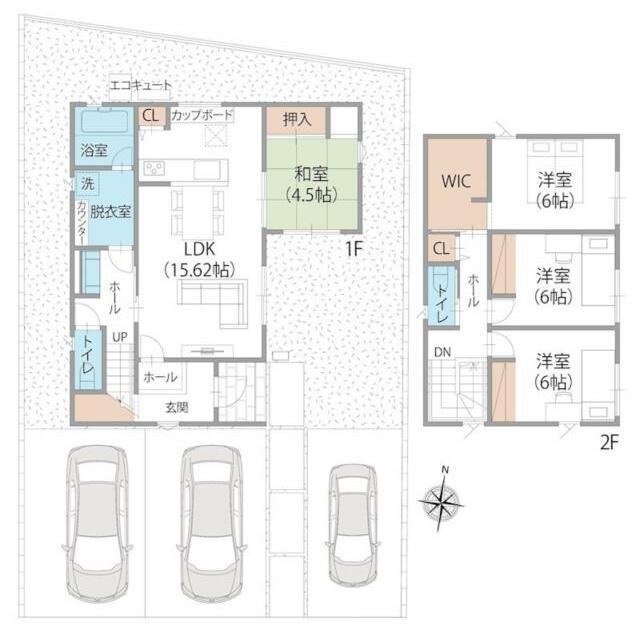 家族の暮らしを考えた４ＬＤＫ。リビング横の和室でくつろぎ、脱衣室とは別の洗面スペースでいつも快適に。