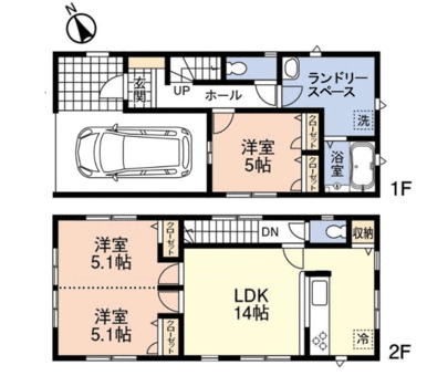 ３ＬＤＫ☆用途により２階洋室を分ければ３ＬＤＫになります！