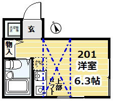 点線部分、ロフト