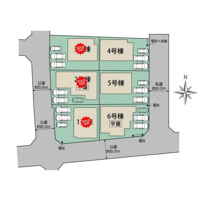 福島市下鳥渡新町6棟 区画図