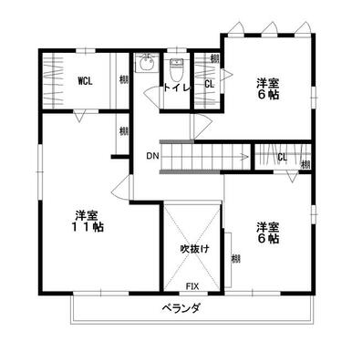 各室には大型クローク付き（主寝室にはＷＩＣ付き）でお部屋を広々と使用できます。２面採光で日当たり良好