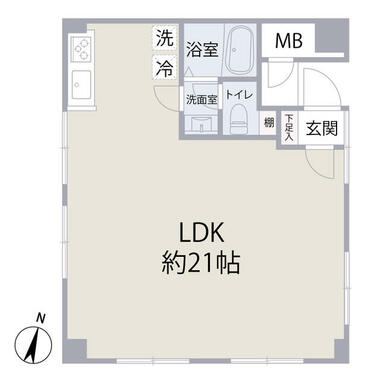 約２１帖の広々としたＬＤＫ　事務所としての利用も可能です