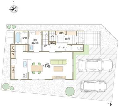 角地ですので、開放感があります。駐車スペースも２台分です。並列で駐車可能です。