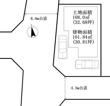 １階ＬＤＫ１７帖隣接４．５帖　　２階主寝室８帖に納戸２帖　全室２面採光　南面バルコニーで陽当たり良好