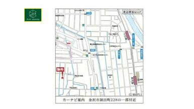 現地までの案内図です。所在地・石川県金沢市割出町２２８