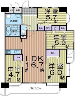 ４ＬＤＫ！角部屋！９Ｆ眺望良好