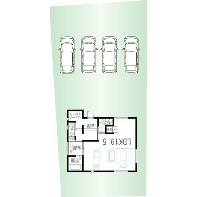 車4台駐車可能！※車の配置は一例です。