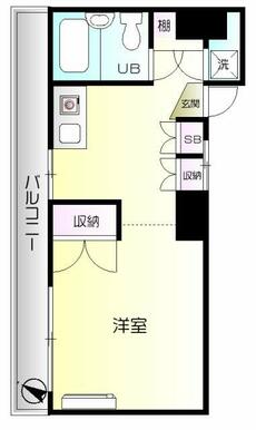 南西向き採光のワンルーム