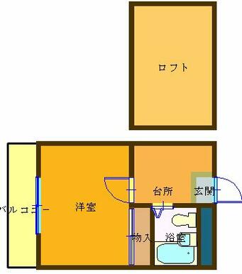 西向きのロフト付きの部屋