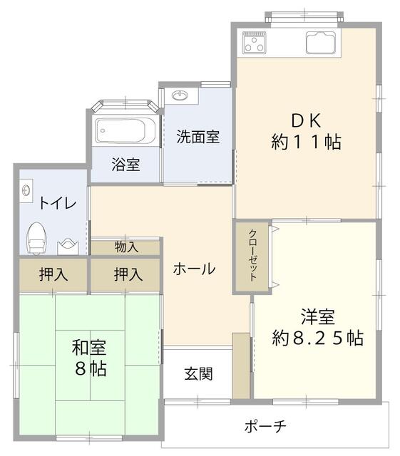 物件画像 北九州市小倉南区 富士見２丁目 (城野駅) 2階建 2DK