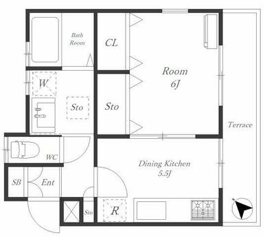 南東向き・角部屋・2面採光の1DK