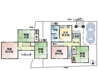 現況古家有。一部傾斜地部分（約３０㎡）がありますが平たん地部分でも約１２３㎡（約３７坪）ございます！