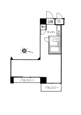 １箇所バルコニーは掃き出し窓（出入り可能）