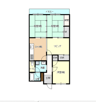 キッチン横のリビングの他に、和室が２部屋、洋室が１部屋あります。