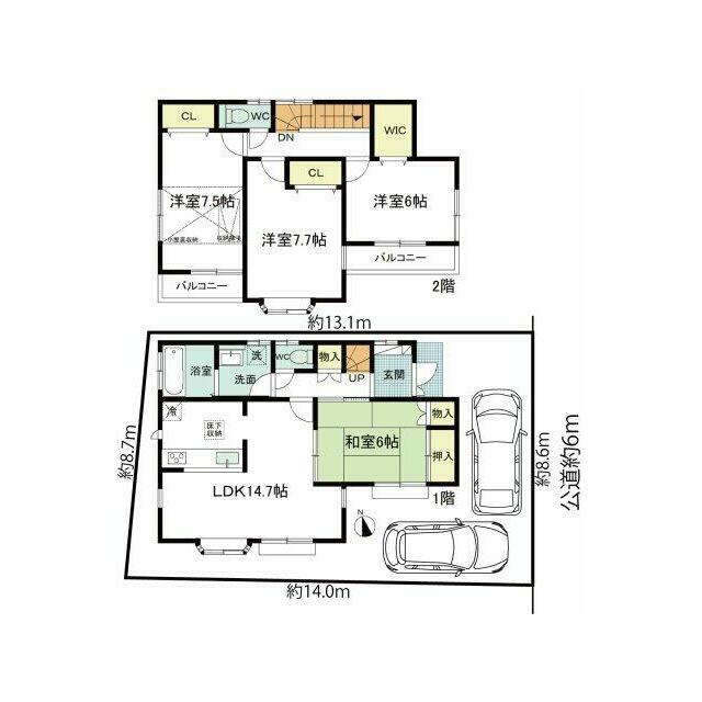 全室南向き＆6帖以上の明るい間取です