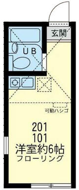 １０１　洋室約６帖＋ロフト約３．６帖・ロフト高１．４ｍ