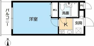専有面積：17.46㎡の1Kです。