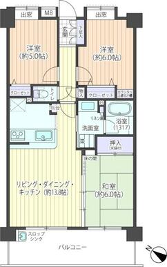 収納充実の６５㎡台・３ＬＤＫ。全居室に収納、リネン庫、押入など収納が豊富にあります！