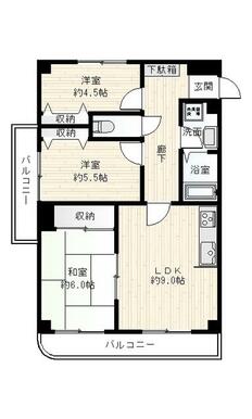 ３ＤＫ　賃料１８万円　管理費１０，０００円　専有面積約６０㎡