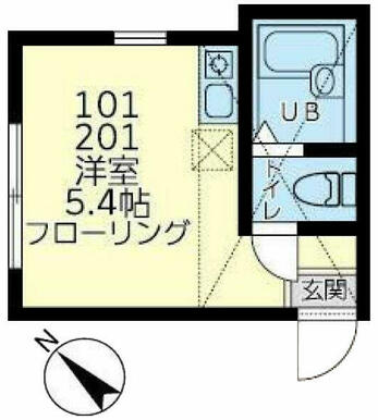 ２０１　洋室５．４帖＋ロフト４帖