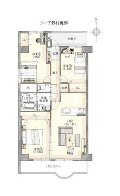 ３ＬＤＫ、専有面積７９．８１㎡、バルコニー面積９．５０㎡